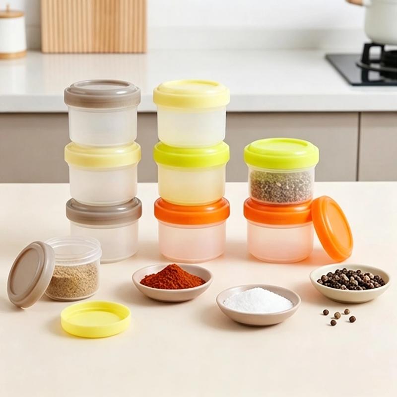 Baby Food Jars With Lids - 4Pcs Stackable PP Mini Food Jars